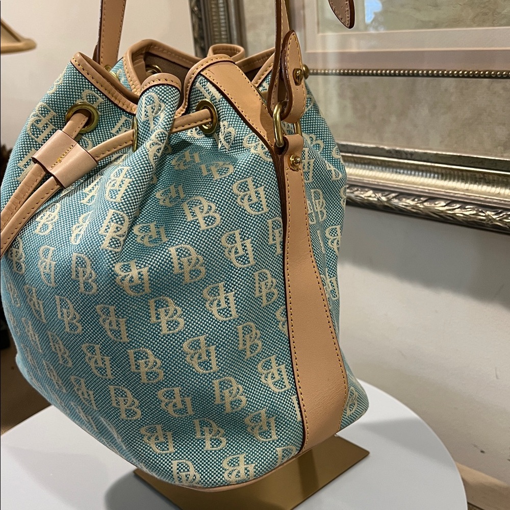 Dooney & Bourke Blue and Tan Bucket Bag - Picture 2 of 13